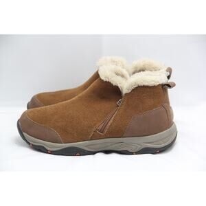 EASY TRAX Esprisco Boots Womens Size 8 Brown Suede Leather Booties Shearling Zip